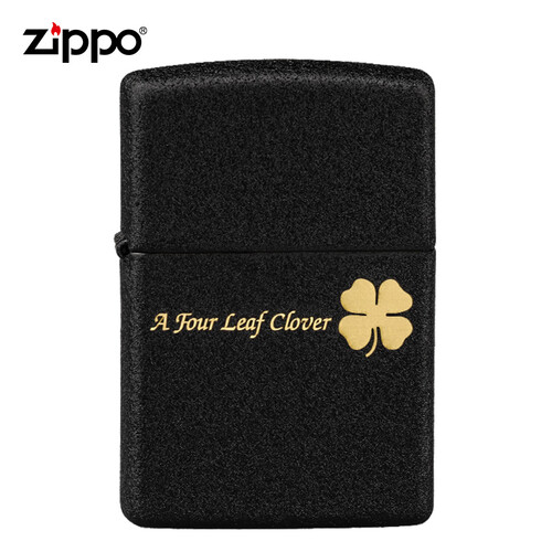 zippo打火机正品 芝宝黑裂漆煤油防风火机236刻花系列 支持定制 经典四叶草 236-C-000026