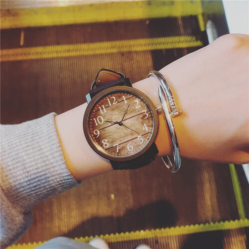 韩国原宿风 手表女学生韩版简约潮流复古星空休闲男bigbang GW213木纹款