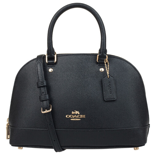 COACH 蔻驰 奢侈品 女士黑色皮质小号手提肩背斜挎贝壳包 F27591 IMBLK