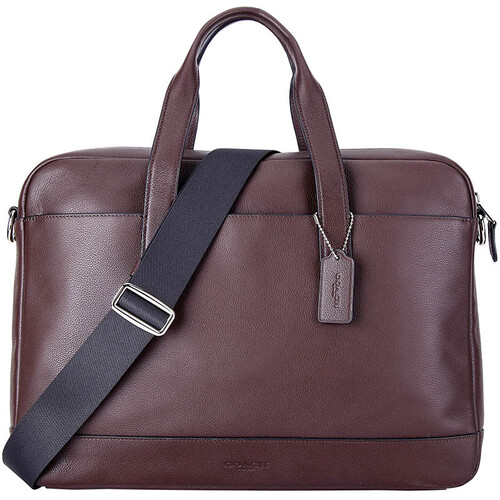 COACH 蔻驰 奢侈品 男士深咖色皮质手提肩背斜挎公文包 F22529 NIMYO
