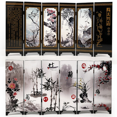 顺兴礼品 中国特色礼品漆器小屏风摆件 出国送老外工艺礼品外事商务纪念礼物 梅兰竹菊