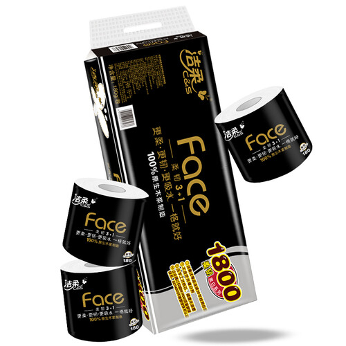 京东超市洁柔(C&S)卷纸 黑Face 加厚4层180g卫生纸*10卷(柔软亲肤 面子系列一格就够 冲水易降解不堵塞马桶)