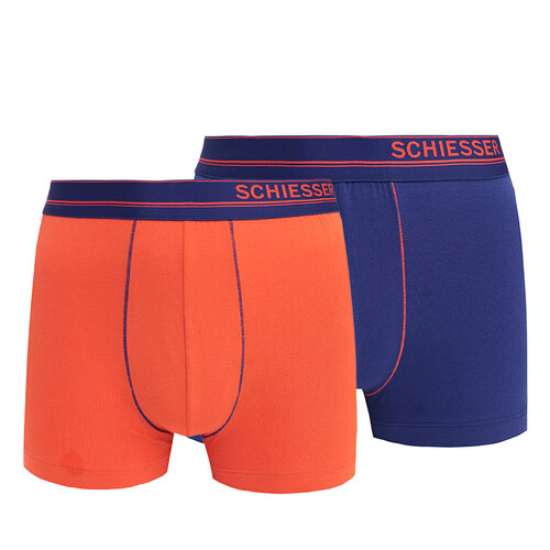 SCHIESSER舒雅男士内裤平角裤舒美棉透气中腰纯色2件装 E5/13637T E5/13637T宝蓝+橘色7821 L