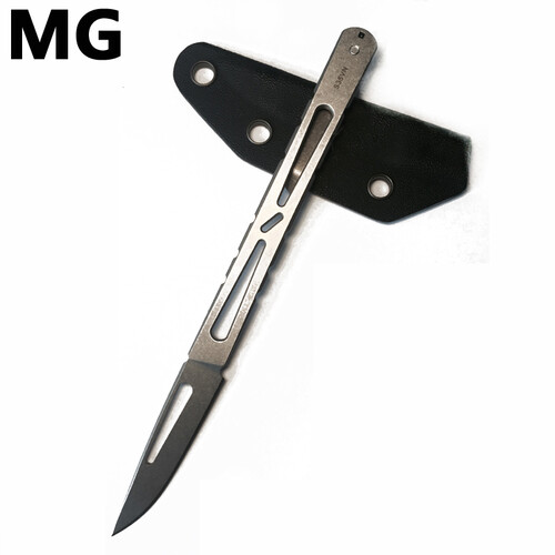 香港MG一体式手术刀户外野营小直刀水果刀餐刀配K鞘 S35VN钢 水滴头