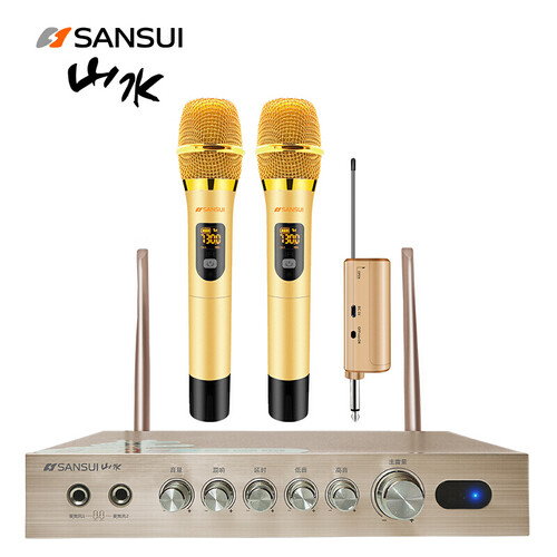 山水（SANSUI）A4家庭KTV网络点歌机无线wifi卡拉OK家用电视机顶盒组合音响迷你音响 播放器+无线麦克风一对