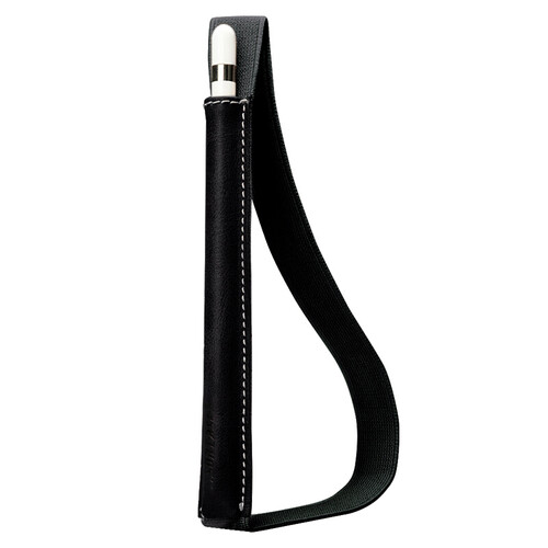 毕亚兹 苹果Apple Pencil保护笔套 iPad触控笔便携手带皮套 主动式 Surface手写笔通用保护套 PB59-黑色