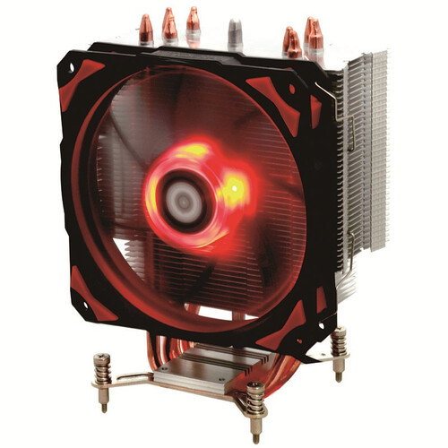 ID-COOLING SE-214pro红黑版 加固型塔式侧吹CPU散热器 四热管12cm温控静音减震红灯风扇