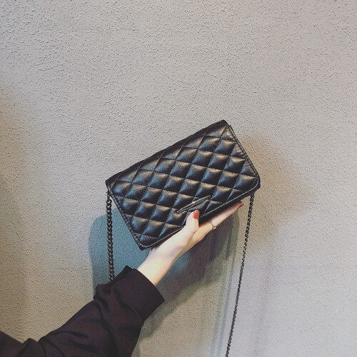 丹梦尔(Damanl.)ins新品迷你小包包女2019新款小香风菱格链条包方包韩版百搭学生单肩斜挎包 黑色