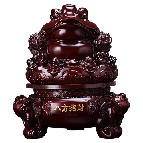 绿房子 金蟾蜍招财摆件 店铺饭店开业礼品大摆件送朋友金蟾蜍三足金蟾公司办公室老板桌风水工艺品摆设 红木色小号