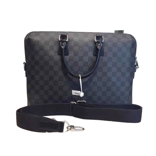 拍拍【二手95新】路易威登lv 黑色棋盘格双拉链开合肩带手提款男士公文包37*28