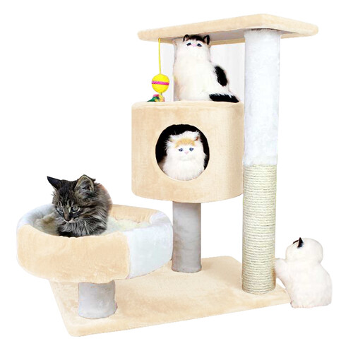 憨憨乐园 宠物猫爬架四季可用猫爬架猫窝猫树抓板猫玩具剑麻猫抓板猫跳台 猫抓柱毛绒布 40*60*70cm