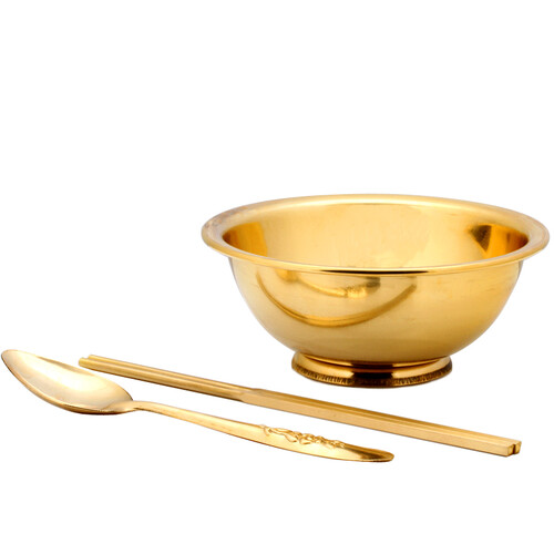 聚缘阁 加厚铜碗铜勺铜筷子套装 实用餐具 家居工艺品 碗筷子勺子一套*套装更优惠