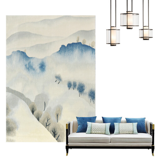 COBO 后现代轻奢新中式中国风北欧现代简约灰色欧式美式禅意客厅茶几卧室床边满铺进口羊毛手工定制地毯 Z056 1600MM*2300MM(定制商品请确认货期)