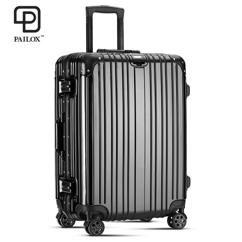 派乐仕（Paileshi）拉杆箱万向轮24寸学生行李箱商务20寸男女潮旅行密码箱登机皮箱 睿智黑-铝框款 20寸-登机箱-商务手提上飞机手拉箱