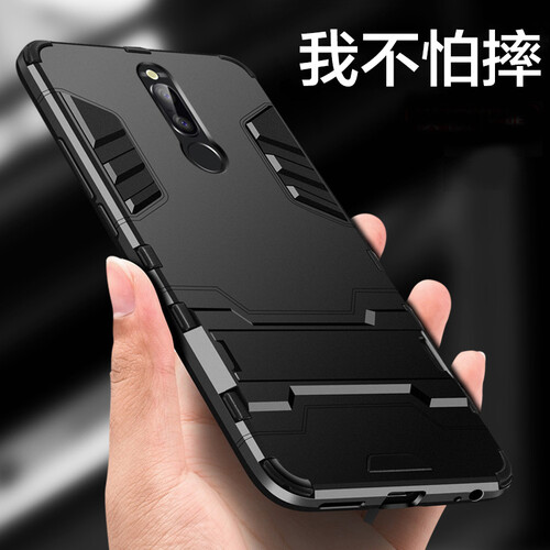 沃科瑞 华为麦芒6手机壳RNE-AL10保护套钢铁侠全包防摔炫酷铠甲三防硬壳带支架男女款保护壳 纯黑色【送钢化膜+挂绳】 5.9英寸华为麦芒6（钢铁侠）