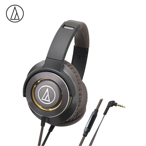 铁三角 WS770iS 便携式重低音头戴耳机 金棕 HIFI 智能手机耳麦