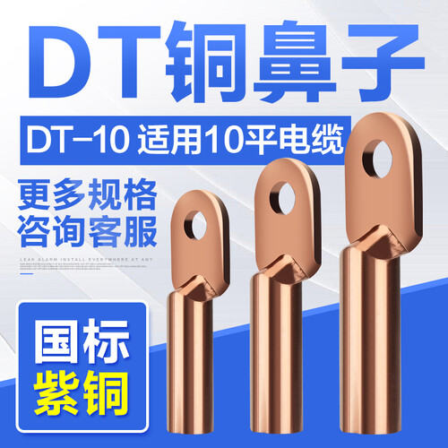 shthde电缆铜鼻子铜线鼻子铜线耳接线鼻铜接头铜端子铜接线端子国标紫铜DT系列 DT-16