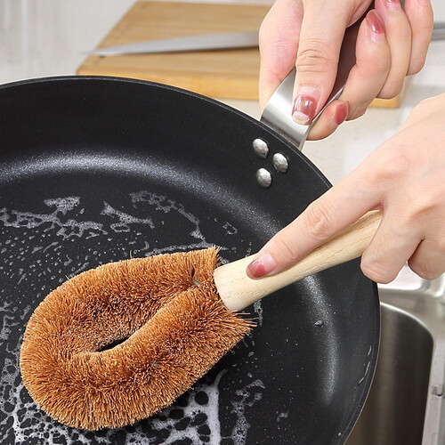 京东超市艺姿长柄家用洗锅刷椰棕木刷厨房清洁刷子去污洗碗锅刷YZ-CF205