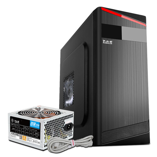 大水牛（BUBALUS）瑞智U2+劲强250W 台式主机电脑机箱电源套装 商务家用办公组套（支持ATX主板/支持背线）