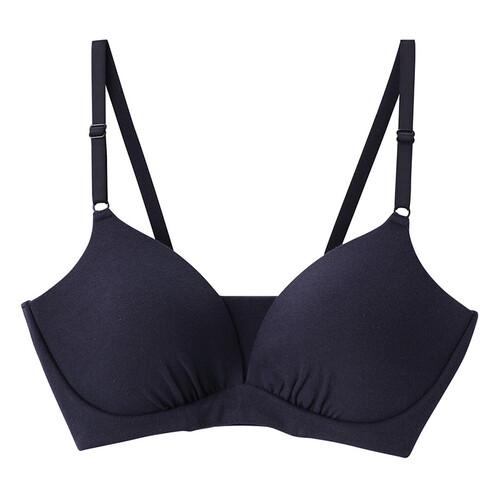 无印良品 MUJI 女式 棉混弹力 无侧缝文胸 海军蓝 M