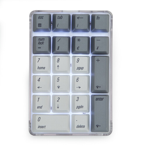 魔蛋（magicforce）21键 数字小键盘 数字键盘 迷你键盘 机械键盘 有线键盘 红轴 白灰色 PBT键帽