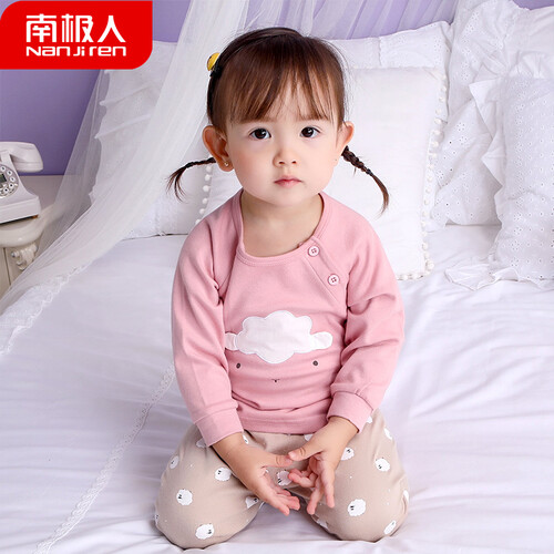 京东超市南极人 Nanjiren 儿童内衣套装男童睡衣婴儿衣服女宝宝纯棉家居服2019新款 卡通小绵羊-粉紫 120