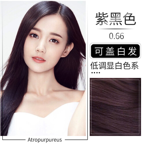 韩金靓 染发剂植物包邮纯黑茶色栗棕色灰亚麻色无刺激天然染发乳头发染膏男女士可遮盖白发非泡泡焗油染发膏 紫色偏黑(0.66盖白发)