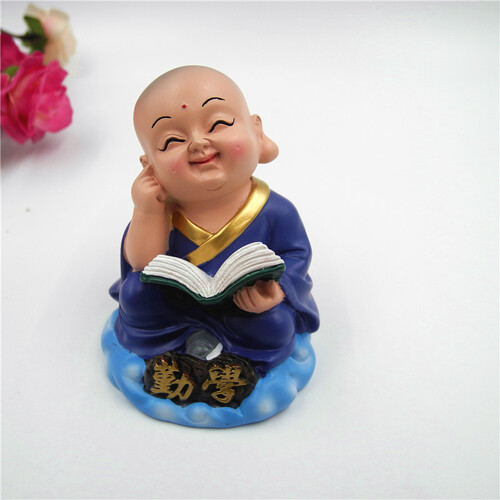 泥人泥塑摆件少林小沙弥特色民间工艺品中国特色送老外小礼物 中国特色 中国风少林小子 勤学