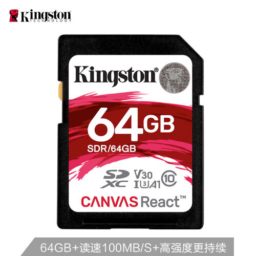 金士顿（Kingston）64GB SD 存储卡 U3 C10 A1 V30 极速版 读速100MB/s 4K高品质视频拍摄 终身保固