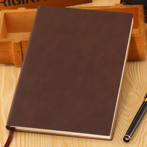 上济(Sungift)文具用品笔记本子商务办公皮面本韩国复古简约记事本A5小随身A6日记本 咖啡 A5-大本