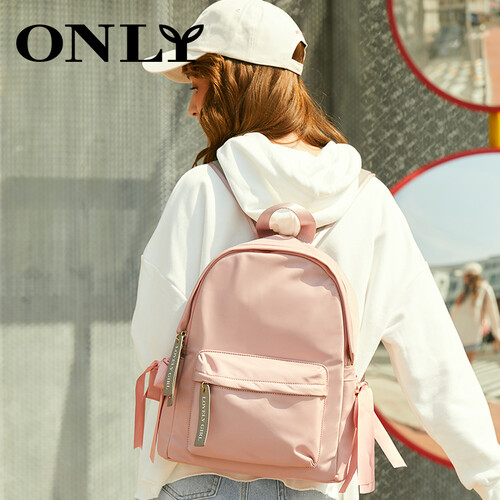 ONLY双肩包女潮新款韩版大容量学院风书包电脑旅行背包L-3731117 浅粉色