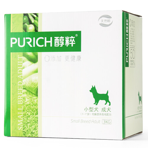 京东超市醇粹狗粮 小型犬成年犬狗粮3kg 自然均衡 泰迪柯基贵宾博美吉娃娃