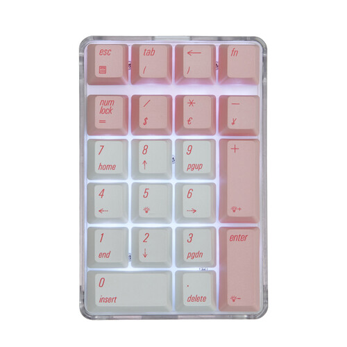 魔蛋（magicforce）21键 数字小键盘 数字键盘 迷你键盘 机械键盘 有线键盘 茶轴 晶粉色 PBT键帽