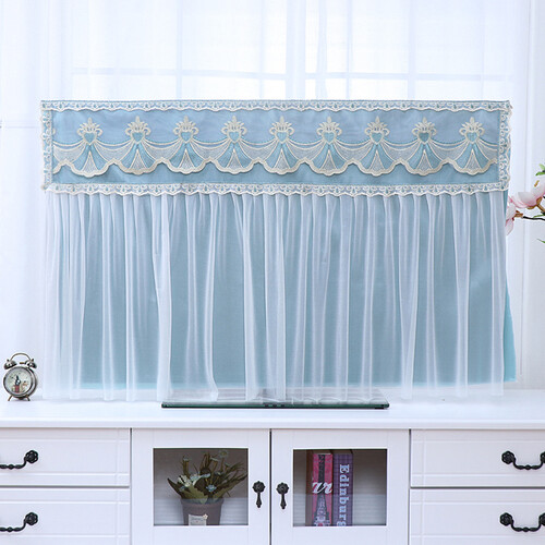 液晶电视罩防尘罩套曲屏电视55寸防尘罩开机不取遮灰布盖布防尘布32寸电视套 锦上添花-蓝 55英寸(133*80)