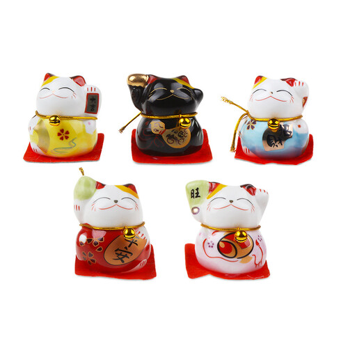 璞琪工坊 招财猫汽车摆件时尚车内饰品挂件创意出入平安礼物包邮 招财平安款5件套