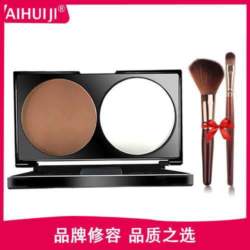 爱汇吉（AIHUIJI） 双色高光阴影修容粉饼鼻影高光粉眉粉发际线粉修颜粉修容棒高光棒阴影提亮 01珠光白+浅咖