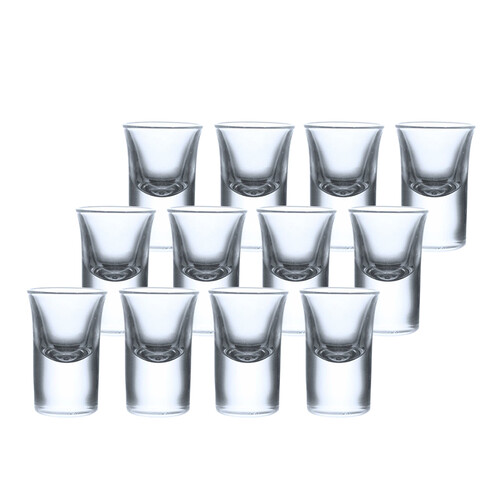 惠宝隆 透明水晶一口杯小号白酒杯套装茅台杯云吞杯酒盅套装烈小酒杯 白酒分酒器套装酒壶酒杯酒杯 厚底烈酒杯10ml (12只装)
