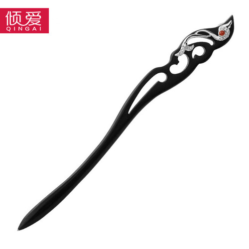 倾爱 925银黑檀木簪子 凤钗银发簪 中国风复古发饰盘发生日情人节送女友对襟齐胸襦裙汉服礼物 简约版
