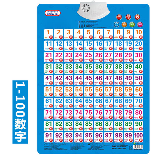 猫贝乐凹凸有声挂图识字卡益智启智启蒙拼音早教机点读故事机小孩婴幼儿儿童玩具 1-100数字