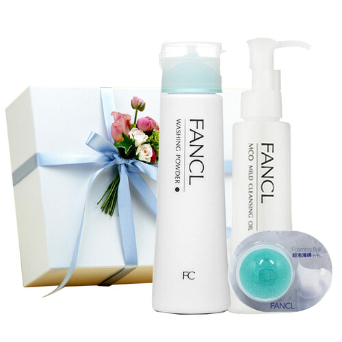 芳珂（FANCL）净化修护套装（速净卸妆油120ml+净肌保湿洁面粉50g+起泡海绵*1）（新老包装随机发放）