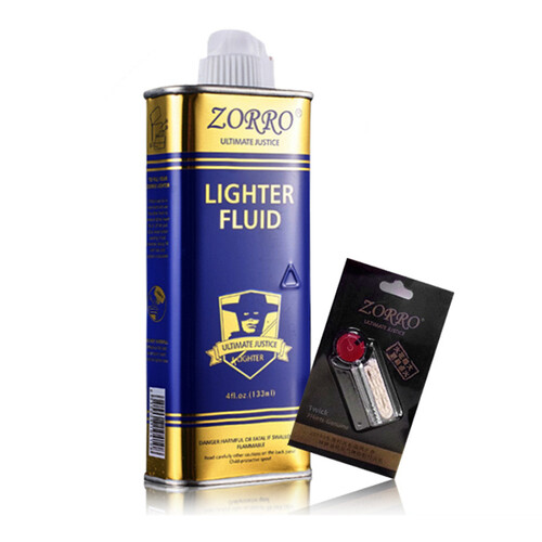 zorro佐罗打火机通用煤油专用配件zippo通用蓝色 1瓶133ml油+7火石+1棉芯