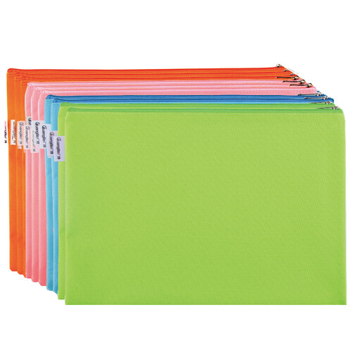 广博(GuangBo)10只装单层A4布质防水拉链文件袋/彩色资料袋 单色颜色随机A6093