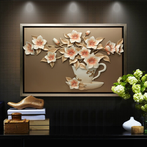 福雕家饰（RELIFE）餐厅画简约现代装饰画客厅挂画3d立体浮雕画壁画走廊过道卧室壁画 【芬芳怡人】 48*70*1 48*70*1