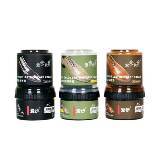 爱步皮鞋油 自动上光防水皮革鞋油膏50g*2盒 黑色/棕色/自然色 三色各1支特价