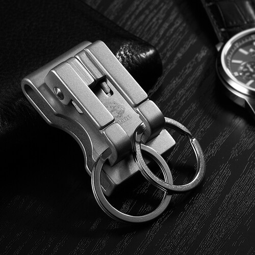 丛林豹 父亲节礼物不锈钢钥匙扣男生女生皮腰挂穿皮带带礼盒套装送爸爸 生日礼品实用刻字送男友 文玩喷砂
