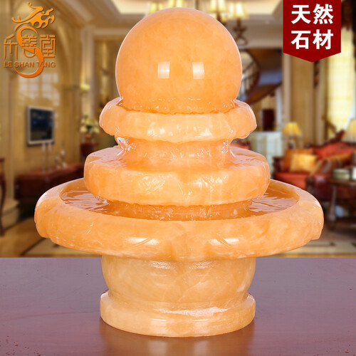 乐善堂 天然石材风水球摆件流水喷泉 客厅摆件装饰品开业礼物 简约现代 经典款(小号) 配原球