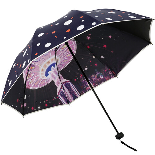 天堂伞 碰击黑胶创意半双层三折太阳伞晴雨伞31814E藏青色