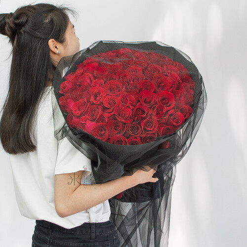 来一客99朵红玫瑰生日花束鲜花速递同城全国表白求婚北京上海广州深圳成都重庆西安天津送花店 66朵红玫瑰黑纱包装