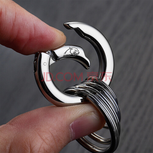 丛林豹钥匙扣男士女汽车钥匙扣刻字不锈钢钥匙扣钥匙环双环汽车腰挂皮带式礼品定制钥匙链汽车用品