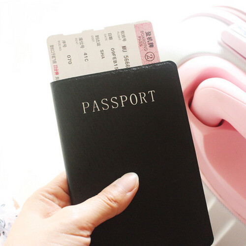 优胜者（WINNER） 出国护照保护套纯色PU皮面护照夹防水护照本护照套旅行证件包机票夹 黑色【小号】
